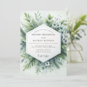 Sage Green Hazy Botanical Wedding 招待状 (スタンド正面)