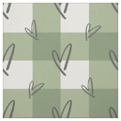 Sage Green Heart Gingham Combed Cotton  ファブリック (見本)