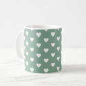 Sage Green Heart Pattern コーヒーマグカップ (正面左)