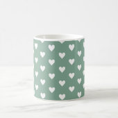 Sage Green Heart Pattern コーヒーマグカップ (中央)
