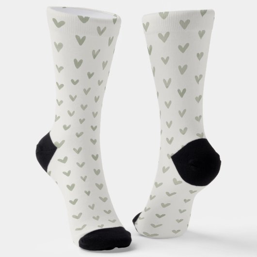 Sage Green Heart Pattern Socks ソックス (傾斜あり)