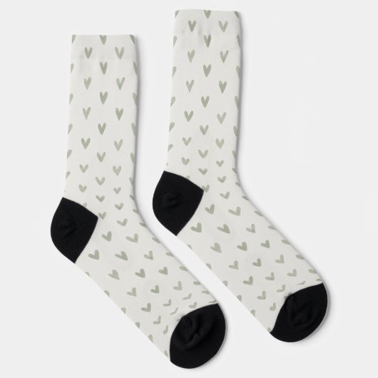 Sage Green Heart Pattern Socks ソックス (右)