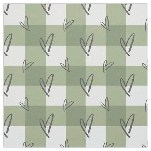 Sage Green Heart - Premium Pima Cotton Fabric ファブリック (見本)
