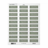 Sage Green Heart Script Couple Return Address ラベル (フルシート)