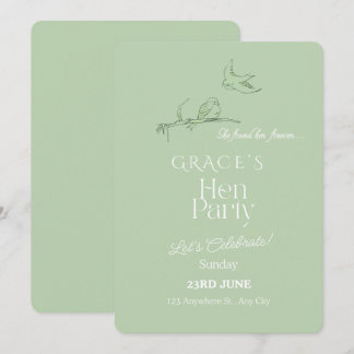 Sage Green Hen Party Invitation | Elegant Minimali 招待状
