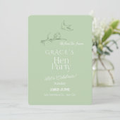 Sage Green Hen Party Invitation | Elegant Minimali 招待状 (スタンド正面)