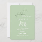 Sage Green Hen Party Invitation | Elegant Minimali 招待状 (正面)