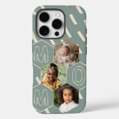 Sage green hexagon Mom Photo Collage Case-Mate iPhoneケース (裏面)