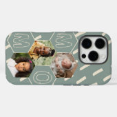 Sage green hexagon Mom Photo Collage Case-Mate iPhoneケース (裏面 (横))