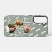 Sage green hexagon Mom Photo Collage Samsung Galaxyケース (裏面横)