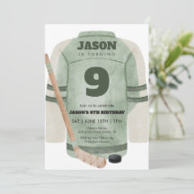 Sage Green Hockey Jersey Birthday Sports Party