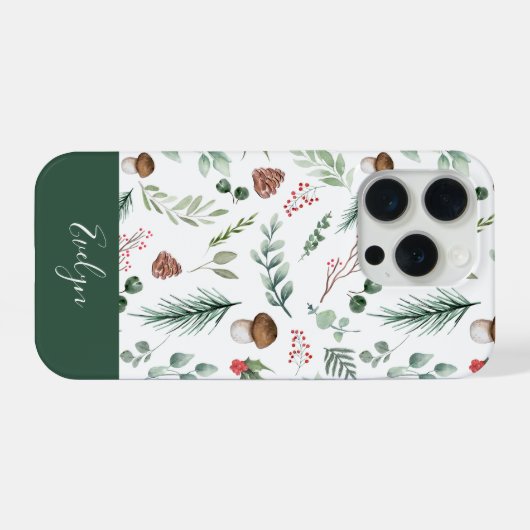 Sage Green Holiday Personalized Phone Case iPhoneケース (裏面横)