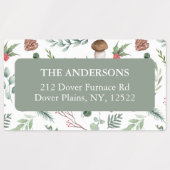 Sage Green Holiday Return Address Label ラベル (デザイン1)