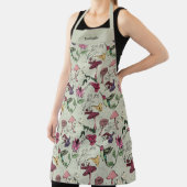 Sage Green Hummingbird Floral Monogrammed エプロン (インサイチュ)