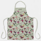 Sage Green Hummingbird Floral Monogrammed エプロン (正面)