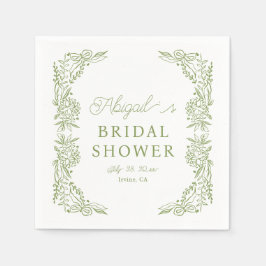 Sage Green Hydrangea Bridal Shower Napkin スタンダードカクテルナプキン