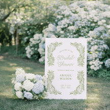 Sage Green Hydrangea Bridal Shower Welcome Sign