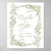 Sage Green Hydrangea Cards and Gifts Sign ポスター (正面)