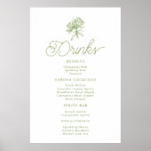 Sage Green Hydrangea Drinks Menu Sign ポスター (正面)