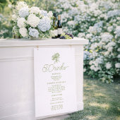 Sage Green Hydrangea Drinks Menu Sign ポスター