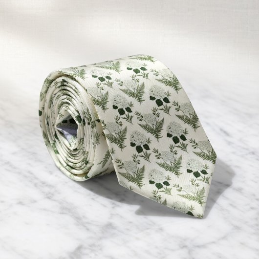Sage Green Hydrangea & Fern ネクタイ