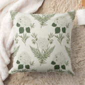 Sage Green Hydrangea & Fern Vintage Botanical  クッション (ブランケット)