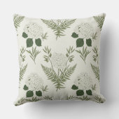 Sage Green Hydrangea & Fern Vintage Botanical  クッション (裏面)