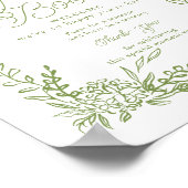 Sage Green Hydrangea Guest Book Sign ポスター (角)