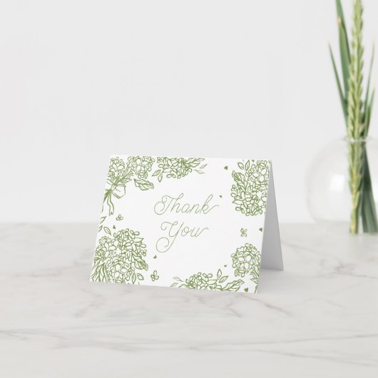 Sage Green Hydrangea Thank You Card サンキューカード (正面)