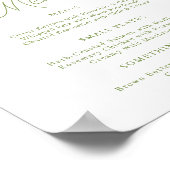 Sage Green Hydrangea Wedding Menu Sign ポスター (角)