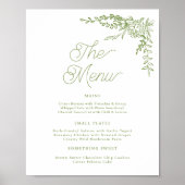 Sage Green Hydrangea Wedding Menu Sign ポスター (正面)