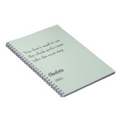 sage green inspirational goal quote ノートブック (右側)