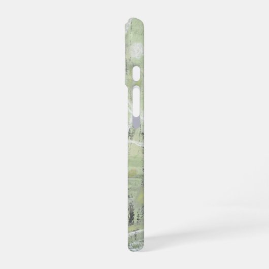 Sage Green Ivory Abstract Design iPhone 16ケース (左側面)
