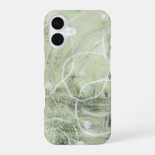 Sage Green Ivory Abstract Design iPhone 16ケース (裏面)