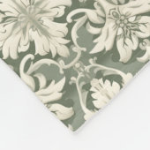Sage Green & Ivory Damask Pattern Fleece Blanket フリースブランケット (角)