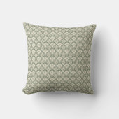 Sage Green & Ivory Damask Print Throw Cushion クッション (正面)