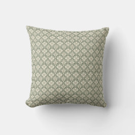 Sage Green & Ivory Damask Print Throw Cushion クッション