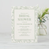 Sage Green Ivory French Floral Bridal Shower 招待状 (スタンド正面)