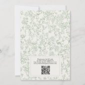 Sage Green Ivory French QR Code Bridal Shower 招待状 (裏面)