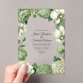 Sage Green & Ivory Modern Botanical Wedding アクリル招待状 (インサイチュ (ポータブル))