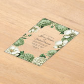 Sage Green & Ivory Modern Botanical Wedding アクリル招待状 (レイダウン)