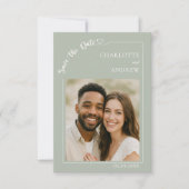 Sage Green Ivory photo wedding Save the Date セーブザデート (正面)
