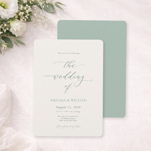 Sage Green & Ivory Wedding Invitation 招待状