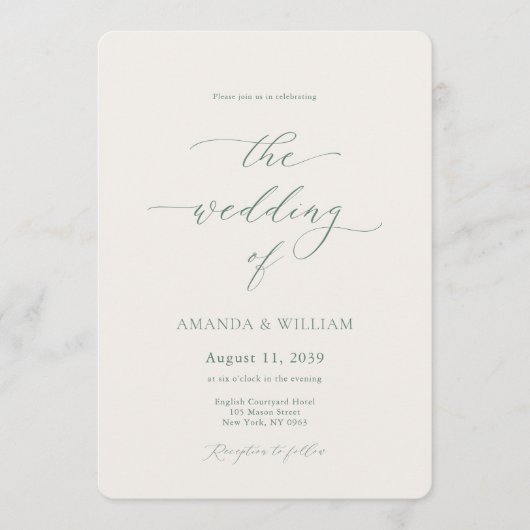 Sage Green & Ivory Wedding Invitation 招待状 (正面)