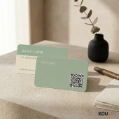 Sage Green Japandi Minimal QR Code Designer Studio 名刺