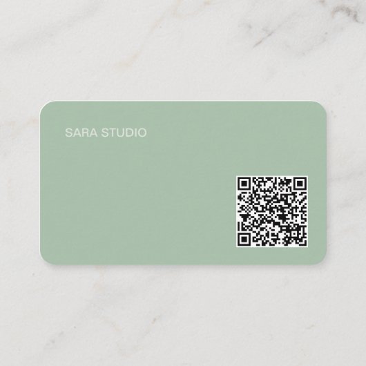 Sage Green Japandi Minimal QR Code Designer Studio 名刺 (裏面)
