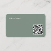 Sage Green Japandi Minimal QR Code Designer Studio 名刺 (裏面)