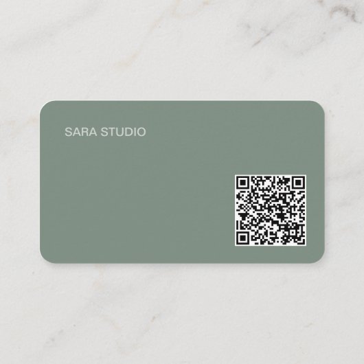 Sage Green Japandi Minimal QR Code Designer Studio 名刺 (裏面)