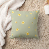 Sage Green Japanese Wintersweet Floral Pattern クッション (ブランケット)