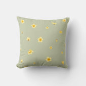 Sage Green Japanese Wintersweet Floral Pattern クッション (正面)